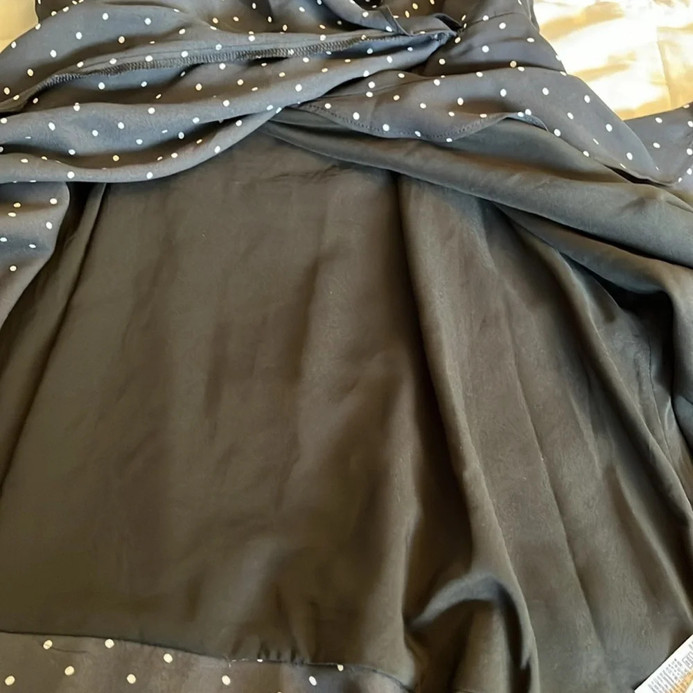 Banana Republic Polka Dot mini  ruffle dress black & white size 6 festival party - Picture 8 of 11